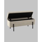 Банкетка Болейн с ящиком велюр бежевый черные ножки