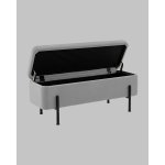 Банкетка Болейн с ящиком велюр серый черные ножки