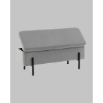 Банкетка Болейн с ящиком велюр серый черные ножки