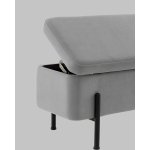 Банкетка Болейн с ящиком велюр серый черные ножки