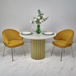 Стол Aura D110, керамогранит Calacatte gold