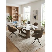 Стол ЛУССО (LUSSO) 200 БЕЛЫЙ МРАМОР TL-326, испанская керамика / Теплый графит каркас, ®DISAUR