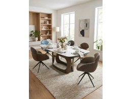 Стол ЛУССО (LUSSO) 200 БЕЛЫЙ МРАМОР TL-326, испанская керамика / Теплый графит каркас, ®DISAUR