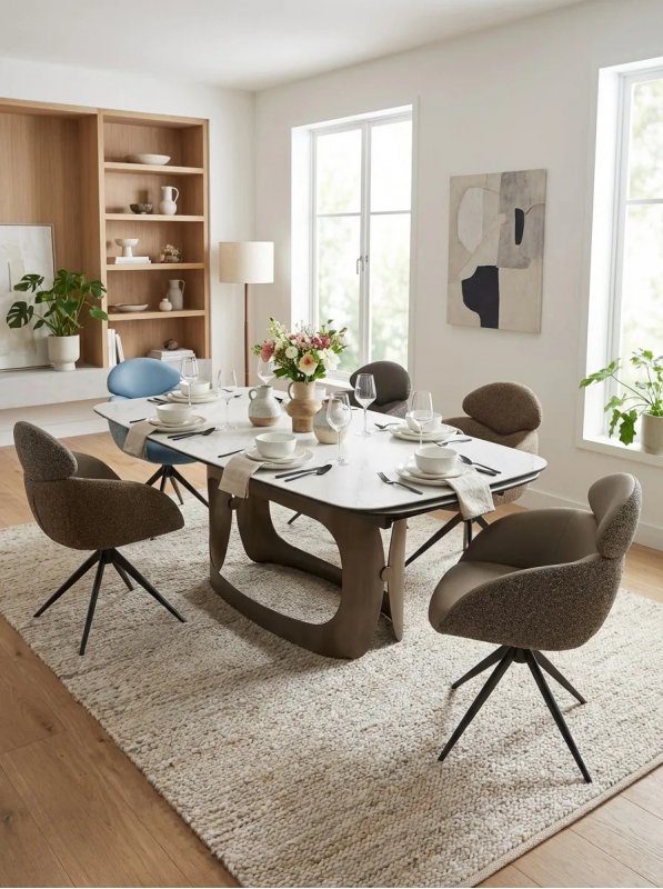 Стол ЛУССО (LUSSO) 200 БЕЛЫЙ МРАМОР TL-326, испанская керамика / Теплый графит каркас, ®DISAUR