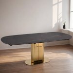 Стол обеденный раскладной Атриум-2 MC3035-140B, 140(30+30)х100х77 см, черная керамика