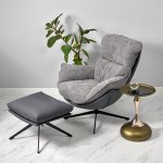 Кресло HUG тёмно-серый, экокожа, шенилл