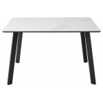 Стол ТИК ТАК 120  Белый мрамор MATTE, керамика / Черный каркас М-City