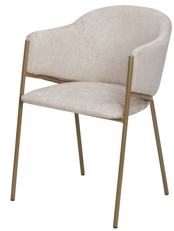 Стул ДИЛЛ, цвет RAIN 8 слоновая кость, велюр / шампань каркас М-City