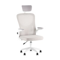 Кресло офисное TopChairs Core серый с подголовником пластик белый