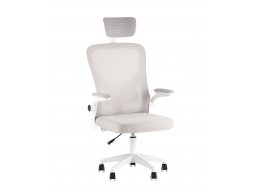 Кресло офисное TopChairs Core серый с подголовником пластик белый