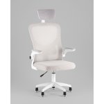 Кресло офисное TopChairs Core серый с подголовником пластик белый