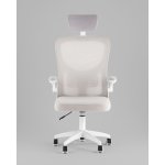 Кресло офисное TopChairs Core серый с подголовником пластик белый