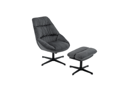 Кресло Оррелл серый с оттоманкой