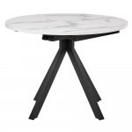 Стол Rudolf круглый раскладной 100-130x100x75см, белый мрамор, чёрный