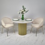 Стол Aura D110, керамогранит Calacatte gold