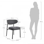 Стул Lucas 2 серый шенилл с чёрными ножками