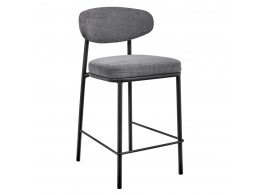 Стул полубарный Lucas 2 серый шенилл с чёрными ножками