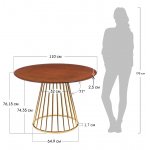 Стол Liverpool 110см шпон орех, золотистые ножки