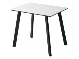 Стол ТИК ТАК 90  Белый мрамор MATTE, керамика / Черный каркас М-City