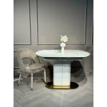 Стол обеденный раскладной Атриум-2 MC3035-120W, 120(30+30)х90х77 см, белая керамика Стол обеденный раскладной Атриум-2 MC3035-120W, 120(30+30)х90х77 см, белая керамика