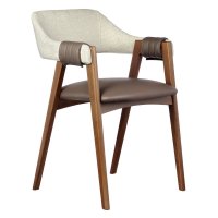 Стул KELLI бежевый букле, экокожа коричневая, орех