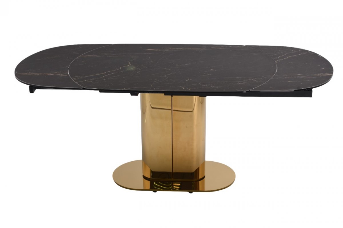 Стол обеденный раскладной Атриум-2 MC3035-140B, 140(30+30)х100х77 см, черная керамика