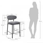 Стул полубарный Lucas 2 серый шенилл с чёрными ножками