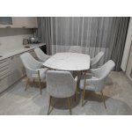 Стол обеденный раскладной Атриум-2 MC3035-140W, 140(30+30)х100х77 см, белая керамика