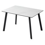 Стол ТИК ТАК 120  Белый мрамор MATTE, керамика / Черный каркас М-City