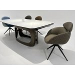 Стол ЛУССО (LUSSO) 200 БЕЛЫЙ МРАМОР TL-326, испанская керамика / Теплый графит каркас, ®DISAUR