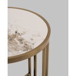 Журнальный столик Алиада 55х55 см светлая керамика сталь шампань