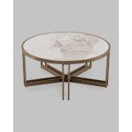 Журнальный столик Алиада 90х90 см светлая керамика сталь шампань