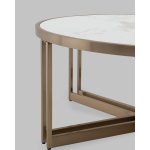 Журнальный столик Алиада 90х90 см светлая керамика сталь шампань