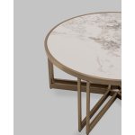 Журнальный столик Алиада 90х90 см светлая керамика сталь шампань
