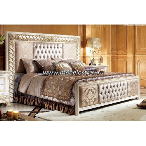 МОНАРХ Е62-2 Кровать 1,8 м c изножьем (white gold, ткань SB55-2B/SAKI-46A)