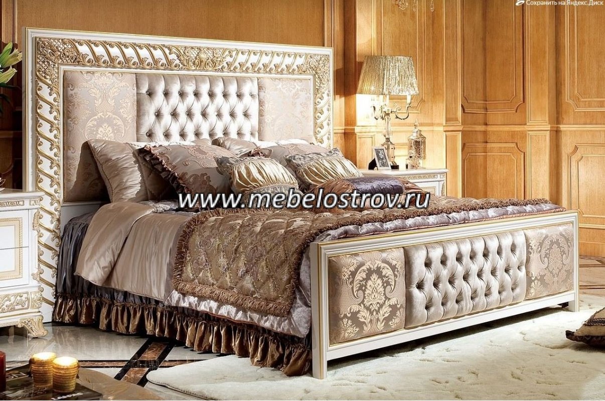 МОНАРХ Е62-2 Кровать 1,8 м c изножьем (white gold, ткань SB55-2B/SAKI-46A)