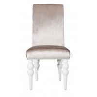 Стул PALERMO отделка белый блестящий лак, ткань бежевый велюр (R6012A-53)