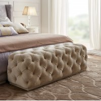 Банкетка ROMA отделка бежевый лак (Beige B), ткань светло-бежевый велюр (Anyzo 01)