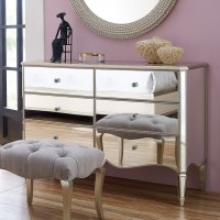 Комод RIMINI отделка серебряное напыление, зеркало