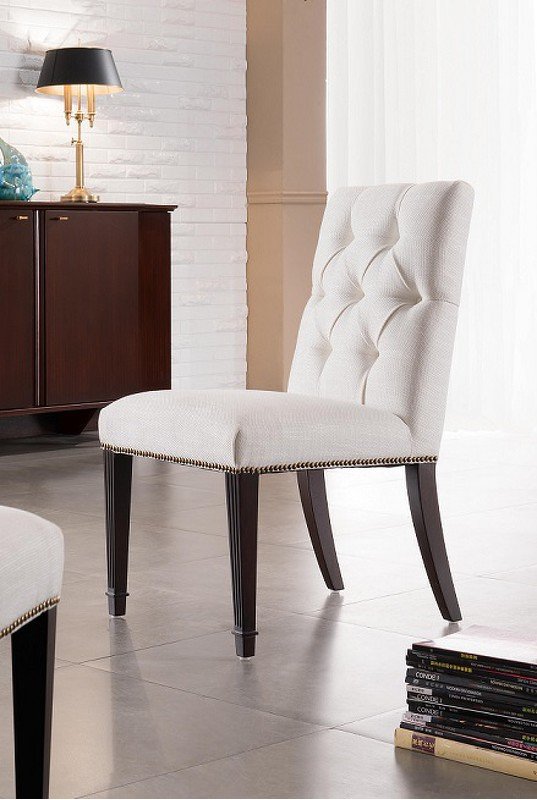 Стул MESTRE отделка шпон махагона C (Mahogany C), ткань бежевая рогожка (ART62737-02)