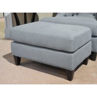 Пуф MESTRE отделка шпон махагона С (Mahogany C), ткань серо-голубая рогожка (ART62799-12)