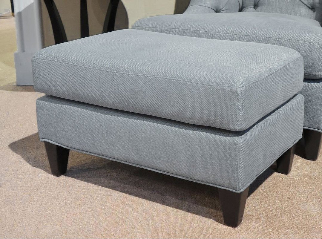 Пуф MESTRE отделка шпон махагона С (Mahogany C), ткань серо-голубая рогожка (ART62799-12)