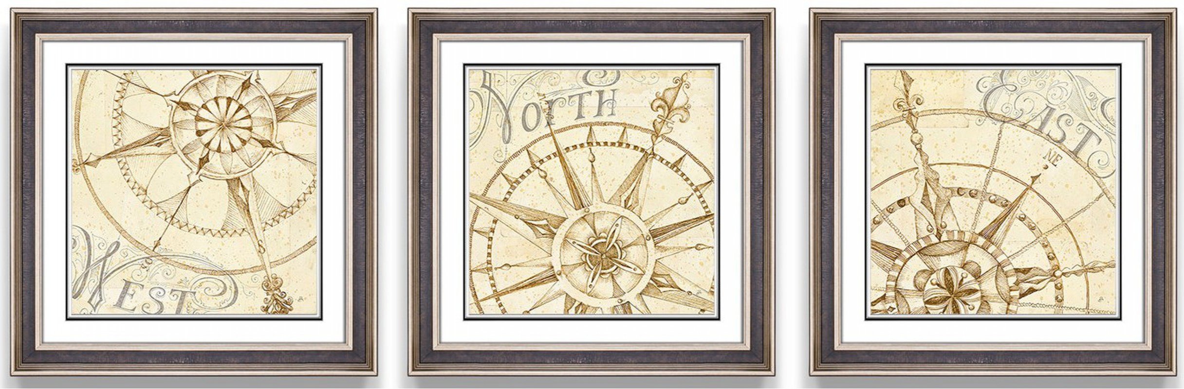 Комплект из трех постеров IMMAGINE отделка рама бронзового цвета