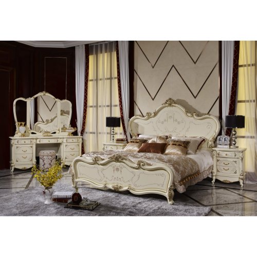 РОЯЛ КОМПЛЕКТ : Кровать 1,8 + 2 Тумбочки + Туалетный стол + Пуф + 6 дв. шкаф