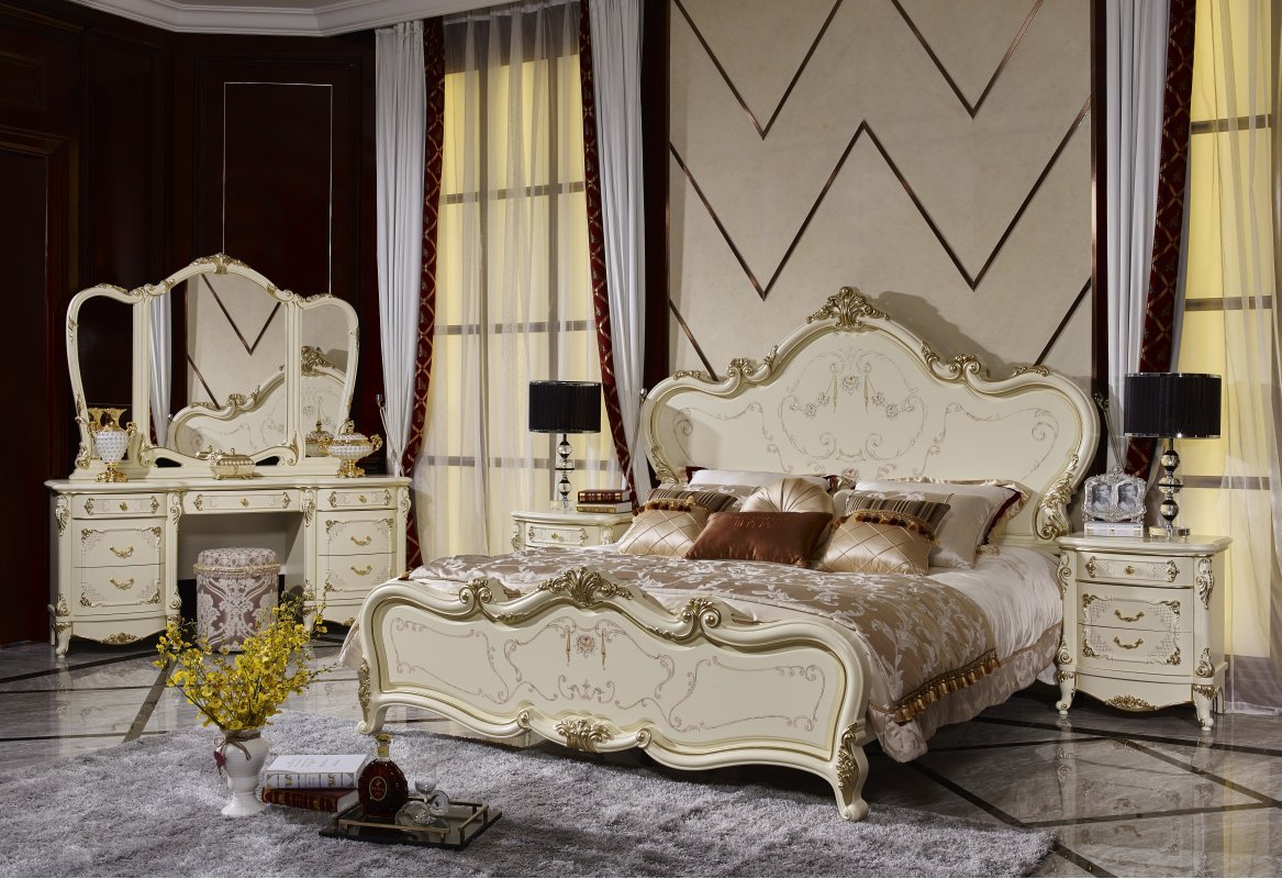 РОЯЛ КОМПЛЕКТ : Кровать 1,8 + 2 Тумбочки + Туалетный стол + Пуф + 6 дв. шкаф