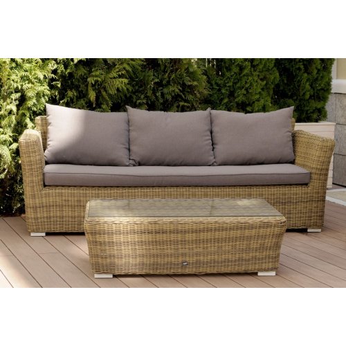 Капучино диван трехместный, соломенный