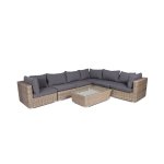 Лунго модуль прямой с подушками, соломенный