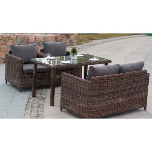 Макиато стол, круглое плетение, коричневый