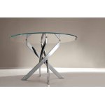 Стол BARONE (01.92) G093 хром/С150 э-бел. гл. стекло, L021алюм.вставка АКЦИЯ!!!