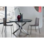 Стол BARONE (01.92) G093 хром/С150 э-бел. гл. стекло, L021алюм.вставка АКЦИЯ!!!